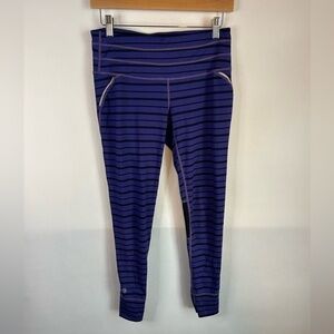 Athleta Women’s Small Chaturanga Purple Striped Joggers Leggings 305922